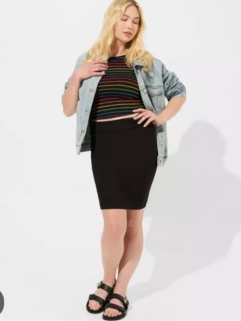 🐷 Torrid Classic Cotton Black Fold-Over Pencil Skirt